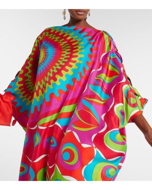 Emilio Pucci Red Bersaglio Silk Kaftan