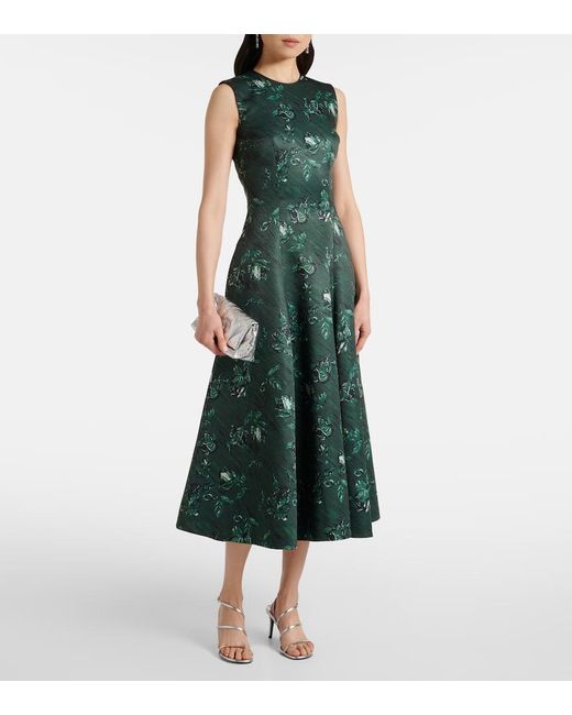 Emilia Wickstead Green Mara Floral Taffetta Gown