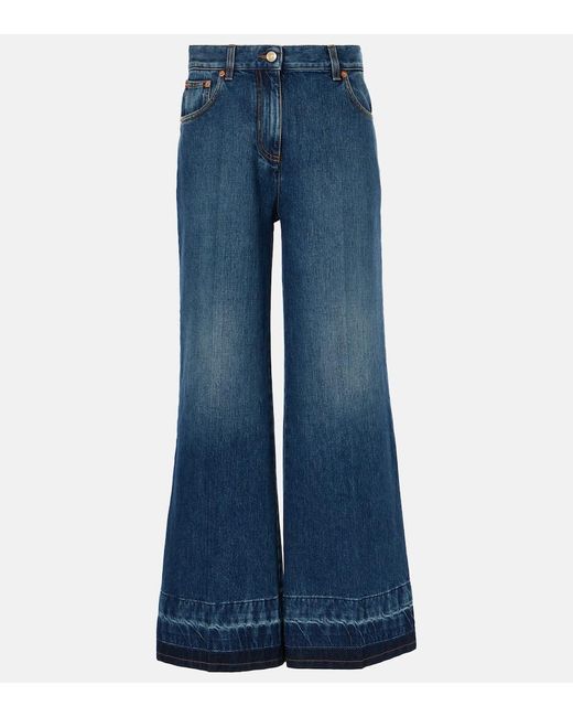 Valentino Blue Vgold High-Rise Flared Jeans