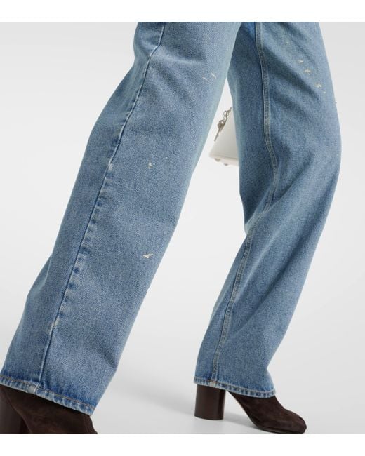 MM6 by Maison Martin Margiela Blue Distressed High-rise Straight Jeans