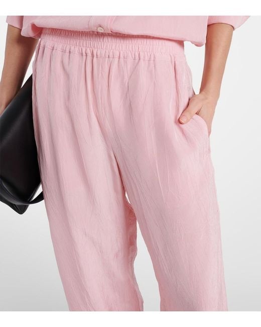 Victoria Beckham Pink High-Rise Wide-Leg Pants