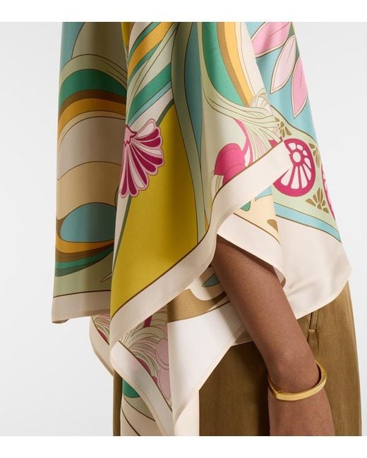 LaDoubleJ Multicolor Square Printed Silk Twill Top