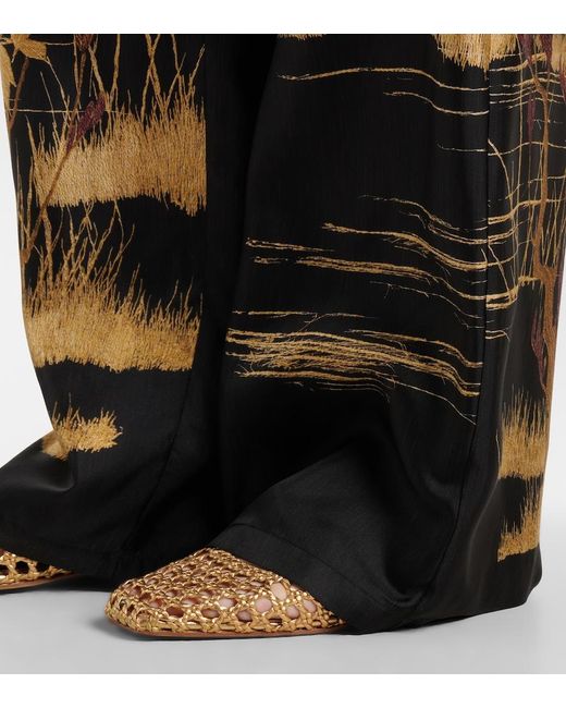 Souliers Martinez Brown Paris Woven Leather Mary Jane Flats