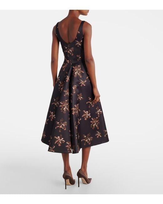 Emilia Wickstead Purple Tippi Floral Genzianella Midi Dress