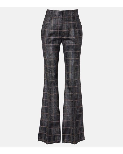 Gabriela Hearst Gray Rhein Checked Wool And Silk Flared Pants