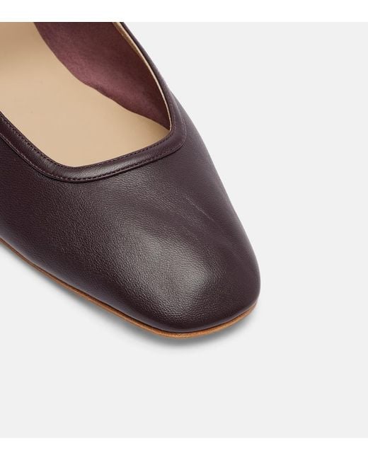 Le Monde Beryl Brown Leather Mary Jane Ballet Flats