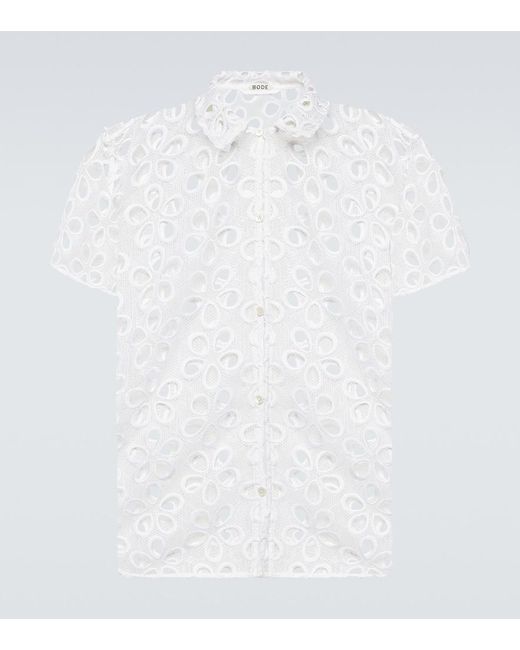 Bode White Primrose Floral Lace Shirt for men
