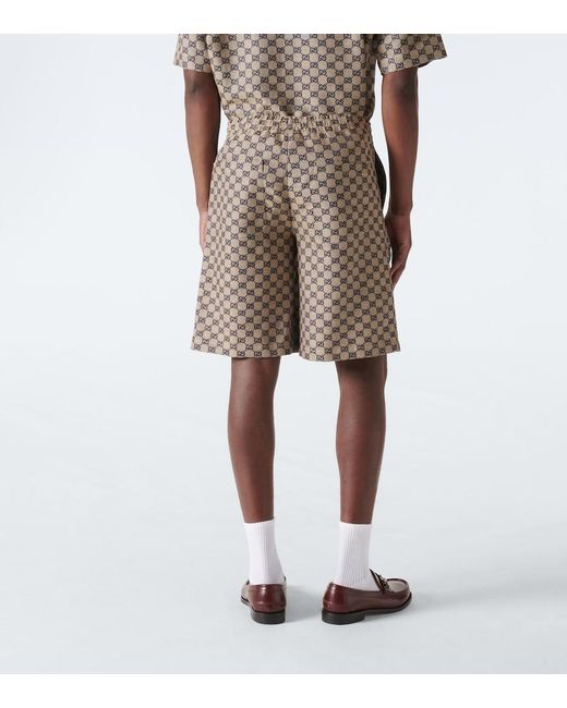 Gucci Natural Gg Linen-Blend Shorts for men