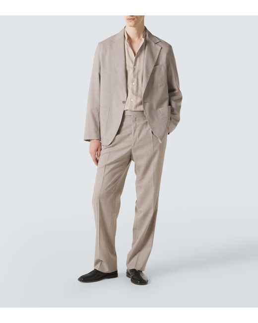 STÒFFA Gray Pleated Wool Wide-Leg Pants for men
