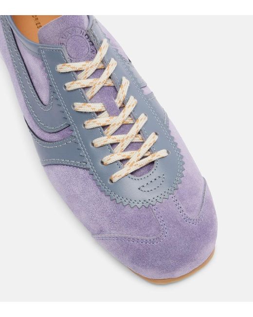 Dries Van Noten Blue Sneakers Aus Veloursleder Mit Leder