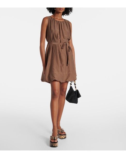 Velvet Brown Margot Cotton And Silk Voile Minidress
