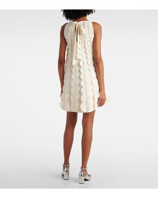 Oscar de la Renta White Abstract Brushstroke Midi Dress
