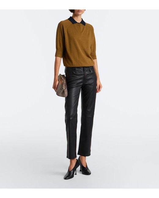 FRAME Black Cigarette Leather Slim Pants