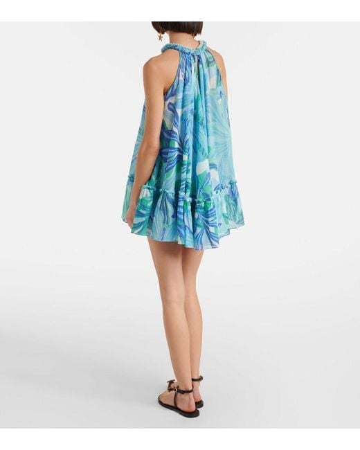 Poupette Blue Cleo Printed Cotton Gauze Minidress