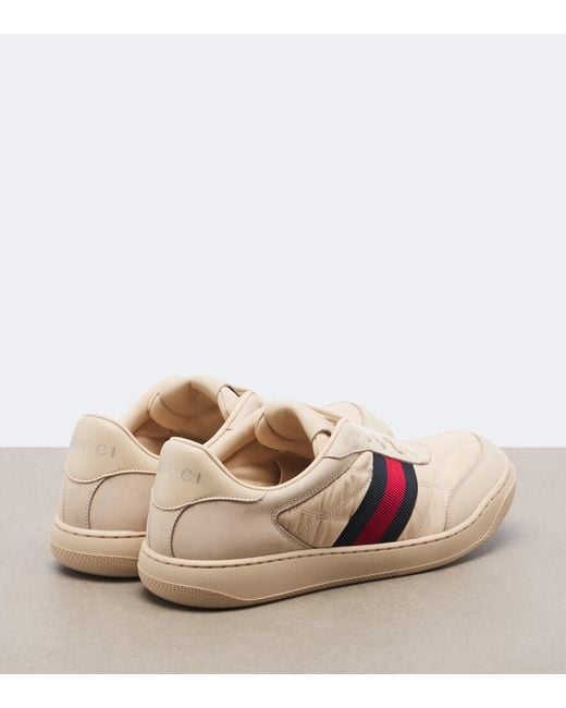 Gucci Pink Screener Web Stripe Sneakers