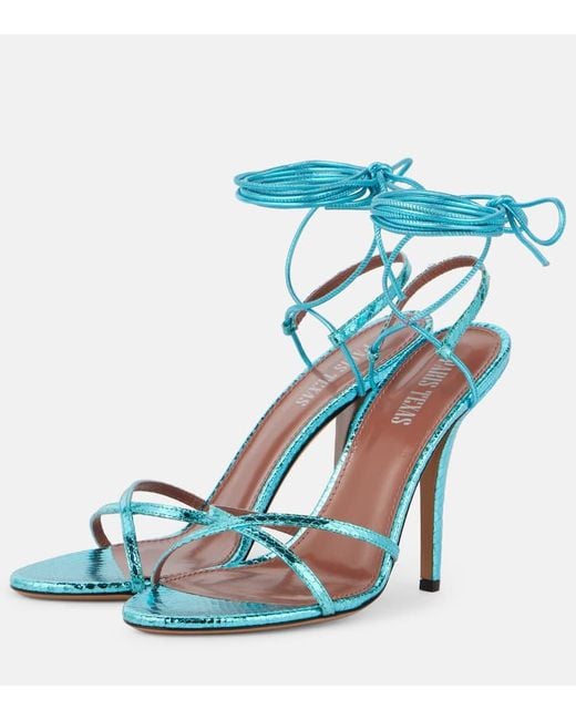Paris Texas Blue Sandalen Linda 105 Aus Metallic-Leder
