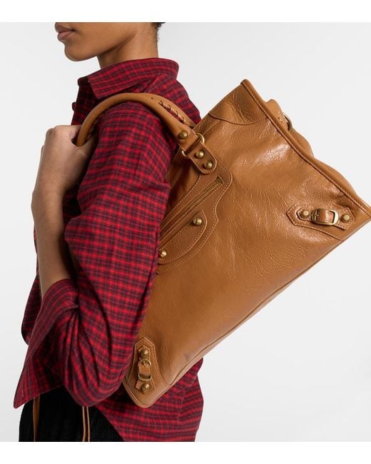 Balenciaga Brown Le City Medium Leather Top-Handle Bag