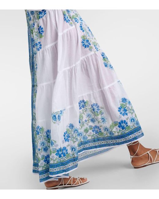 Vestido largo de algodon floral Juliet Dunn de color Blue