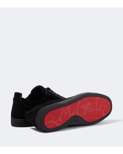 Christian Louboutin Black Louis Junior Spikes Suede Sneakers for men