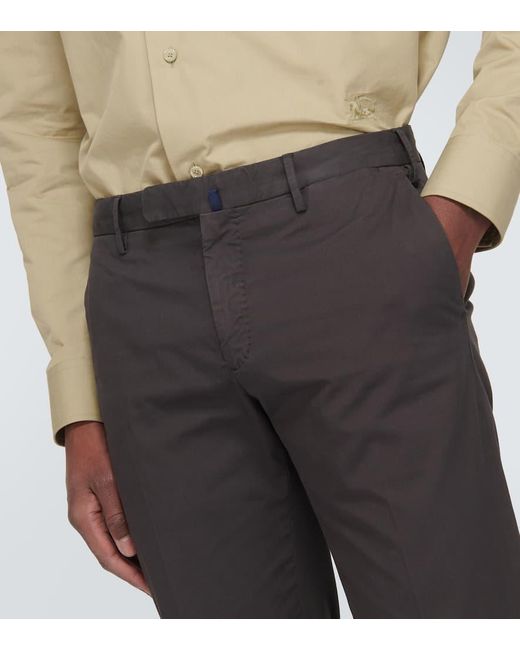 Pantaloni slim in misto cotone di Incotex in Gray da Uomo