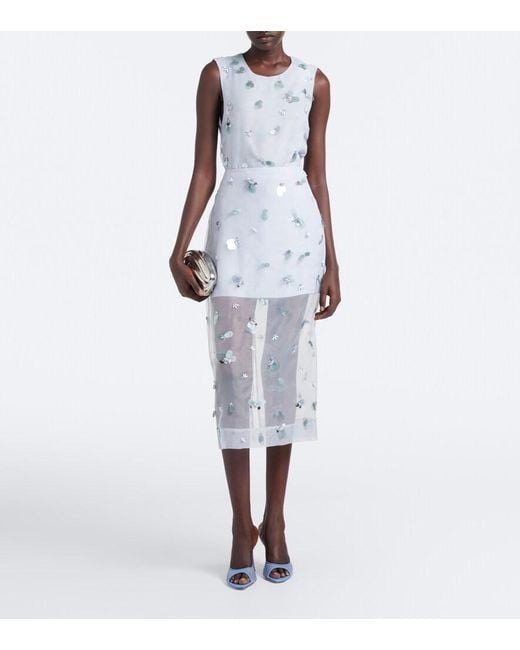 Jonathan Simkhai Blue Delilah Embellished Midi Skirt