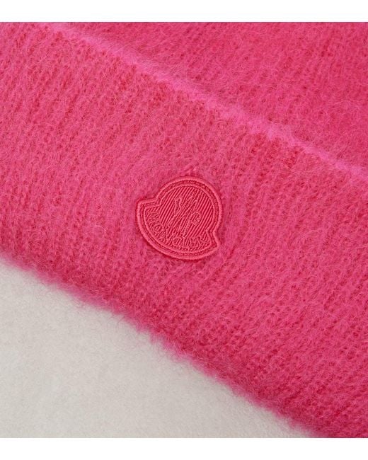 Bonnet En Laine Melangee A Logo Moncler en coloris Pink