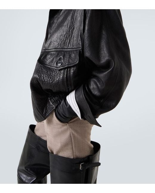 Saint Laurent Black Leather Bomber Jacket for men