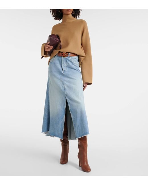 Citizens of Humanity Blue Mina Reworked Denim Midi Skirt