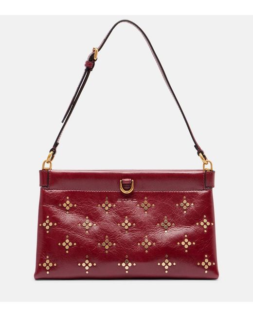 Etro Red Talk Xs Studded Leather Clutch