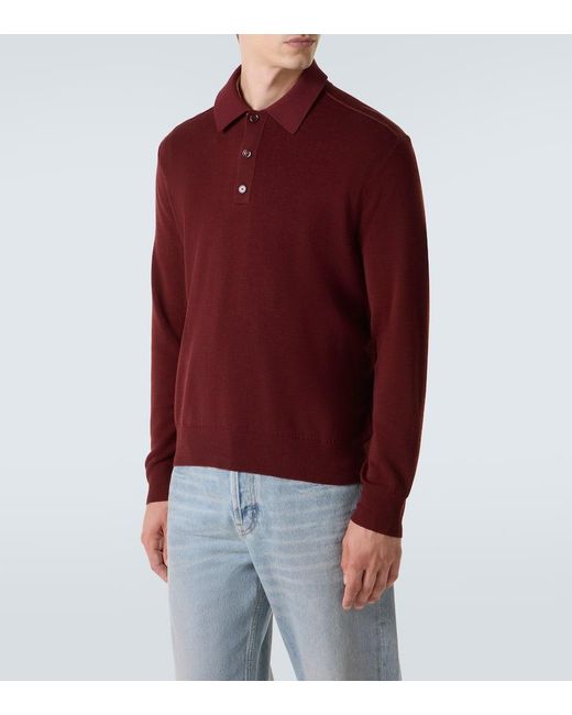 Burberry Red Wool Polo Sweater for men