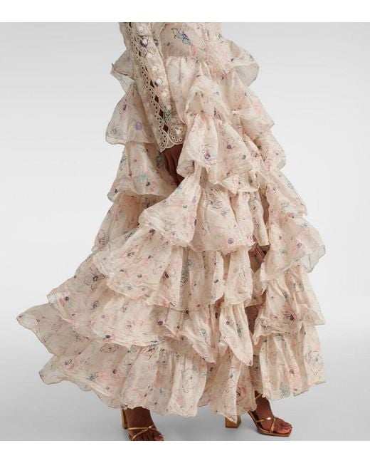 Zimmermann Natural Halliday Floral-Print Gown