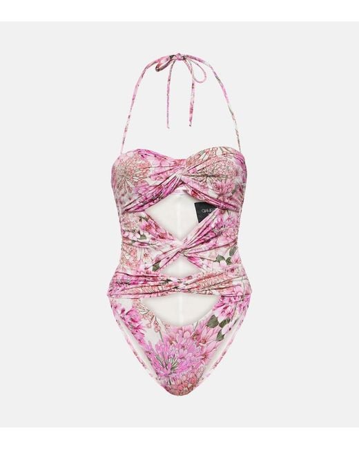 Giambattista Valli Pink Saint-Remy Cutout Floral Swimsuit