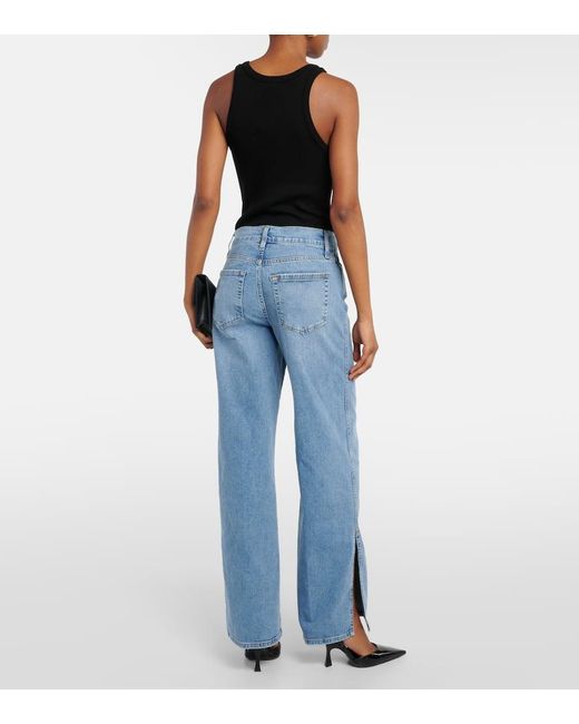 FRAME Blue High-Rise Wide-Leg Jeans Le Slim Palazzo