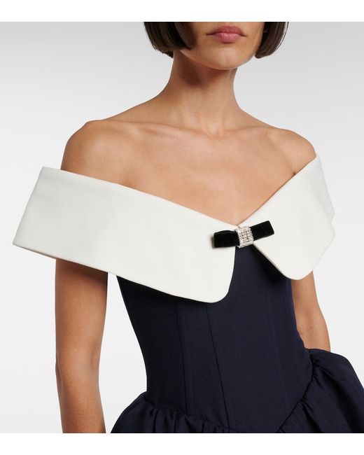 ShuShu/Tong Off-Shoulder Wool And Silk Minidress in Blue | Lyst