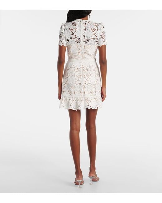 Robe En Dentelle A Fleurs Self-Portrait en coloris White
