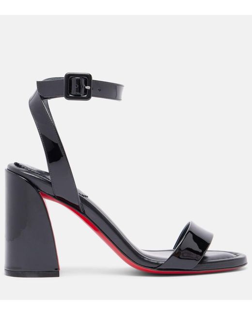 Christian Louboutin Black Miss Sabina 85 Patent Leather Sandals