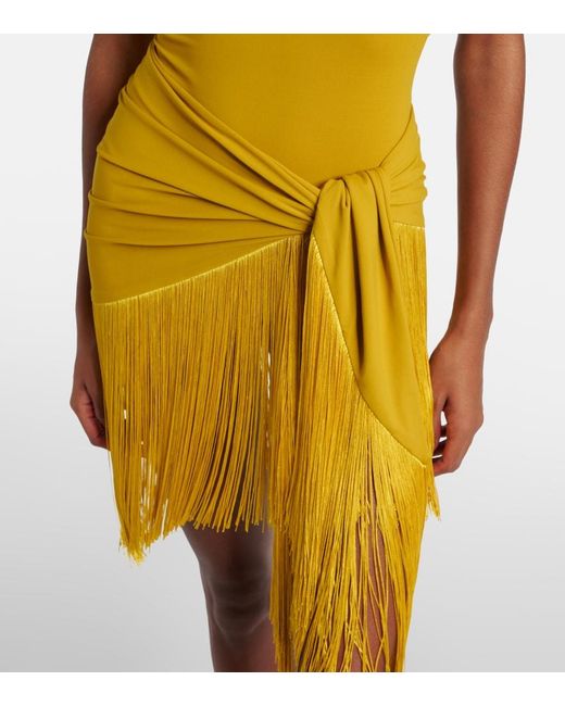 Taller Marmo Yellow Artemis Fringed Beach Cover-Up And Swimsuit