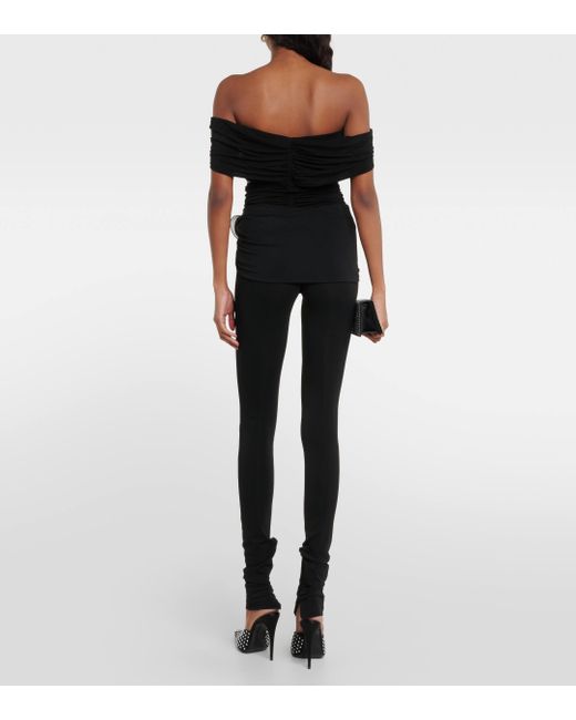Magda Butrym Black Floral-applique Jersey leggings