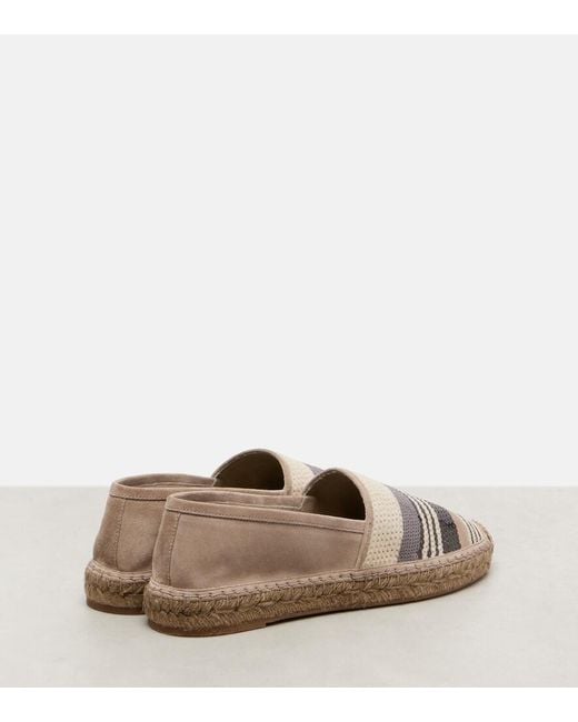 Brunello Cucinelli Natural Sequined Suede Espadrilles