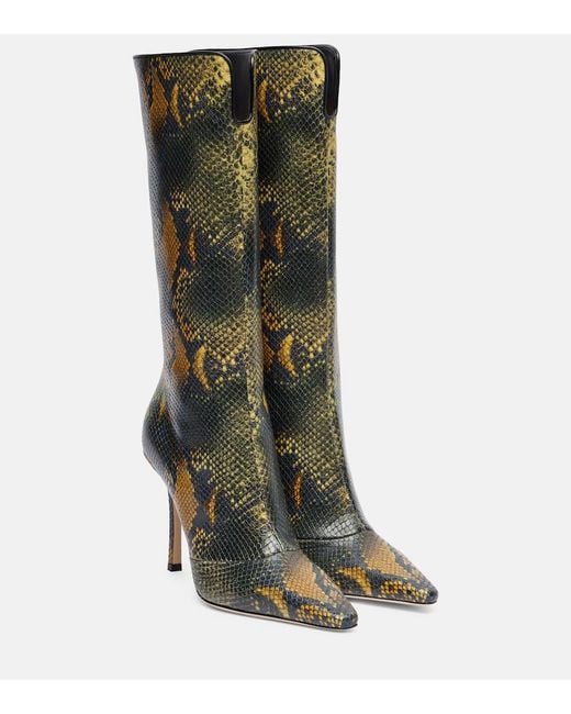 Jimmy Choo Green Archive Boot 100 Leather Knee-High Boots