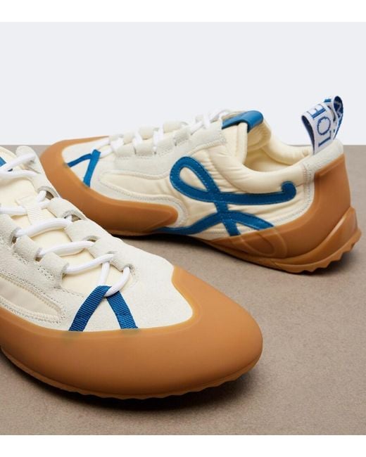 Loewe Blue Grip Anagram Suede-Trimmed Sneakers