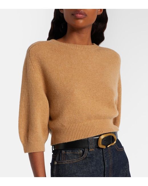 Khaite Brown Lorelai Cropped Wool And Cashmere Sweater