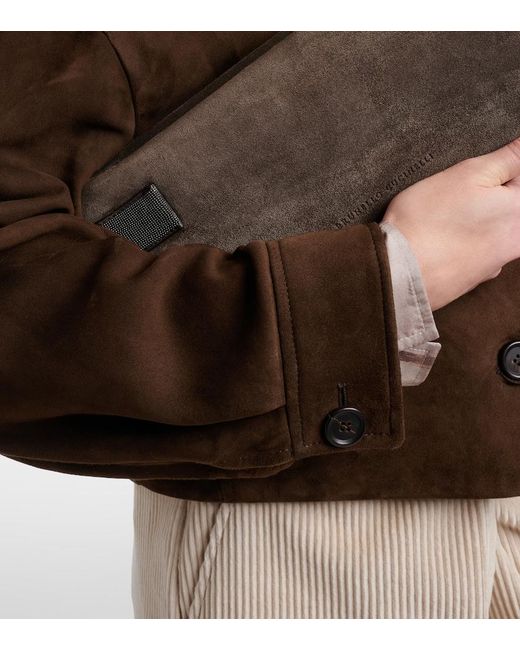 Brunello Cucinelli Brown Cropped Suede Jacket