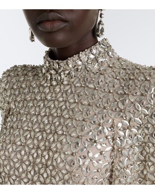 Jenny Packham White Sedona Embellished Mesh Gown