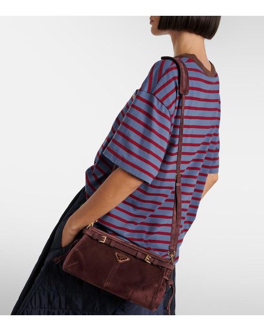 Prada Purple Bonnie Small Suede Shoulder Bag