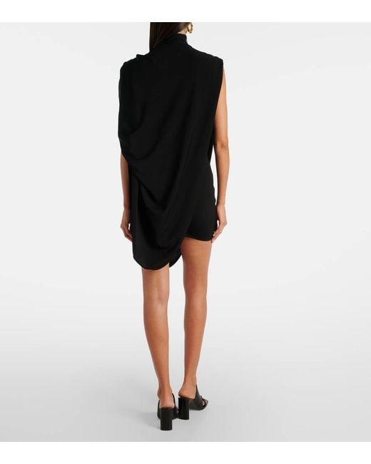 Jean Paul Gaultier Black Draped Stretch-Crepe Mini Dress