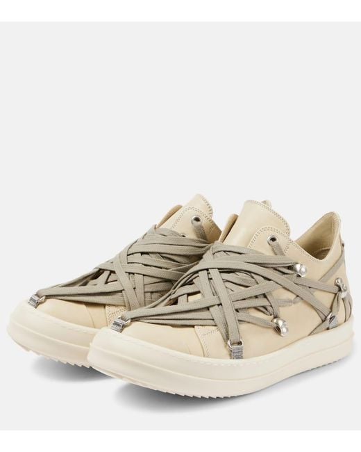 Rick Owens Natural Hollywood Megalace Suede Sneakers