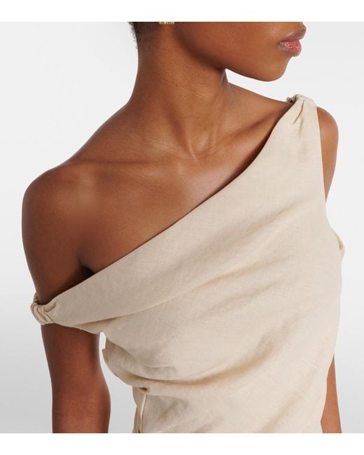 Faithfull The Brand Natural Roma Asymmetric Linen Maxi Dress