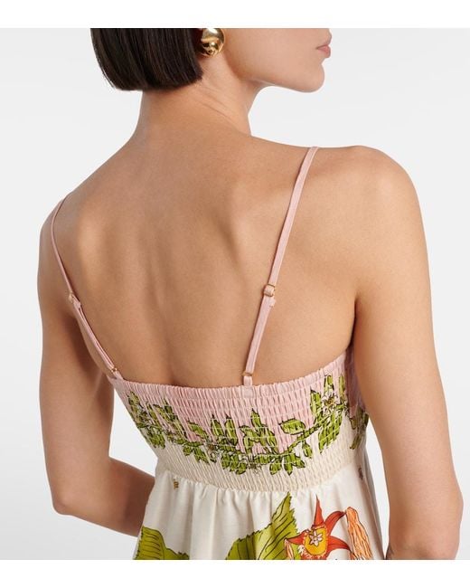 ALÉMAIS Yellow Hazel Printed Linen-Blend Maxi Dress