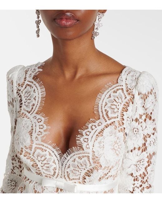 Self-Portrait White Bow-Detail Lace Maxi Dress